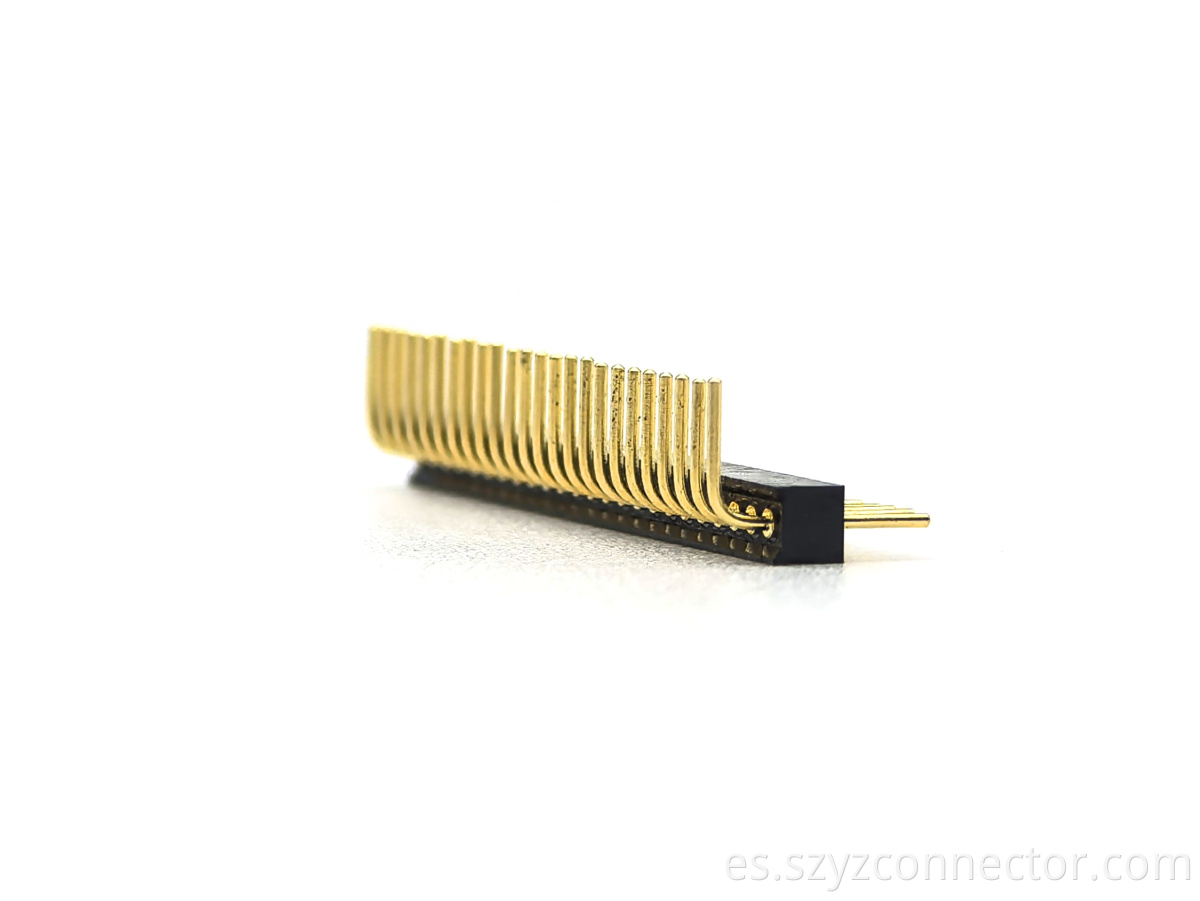 Conector del encabezado mecanizado de litio de 1.27 mm Ángulo recto H2.2 mm 1*24p 1.27mm Pitch Machined Pin header Connector Right Angle H2.2mm 1*24P